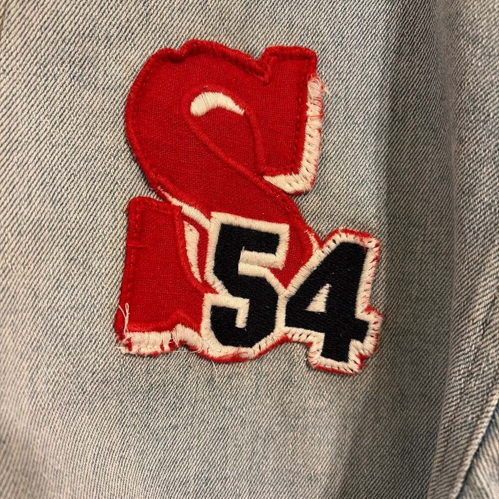 Vintage Saxon Club Embroidered Denim Varsity Jacket - Picture 6 of 8